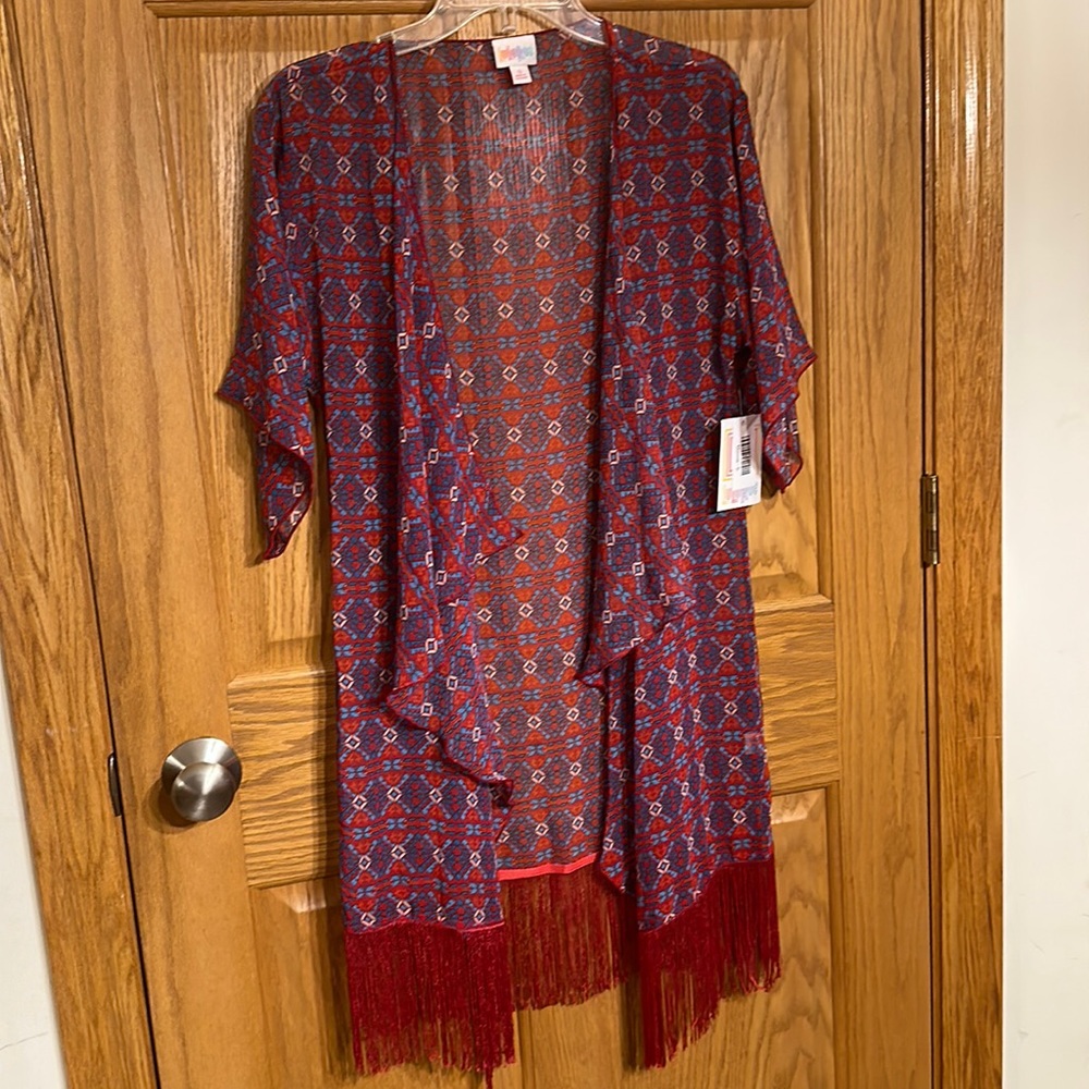 Lularoe red and blue sheer
